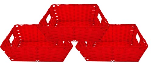 3 pack PE Basket Black, Size:13 x 9.84 x 5.91" H Red