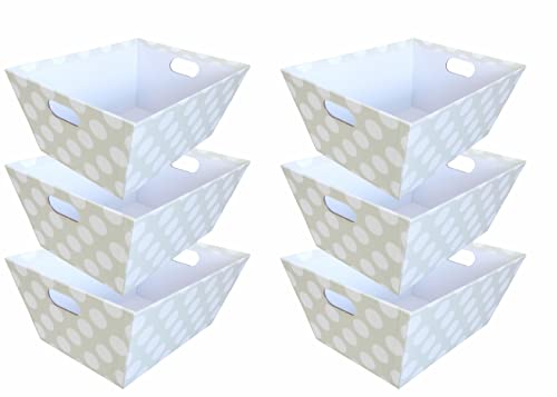 6 pack Paper Basket Grey w/dot, Size 10.8 x 8.4 x 4.8"H Grey Dot