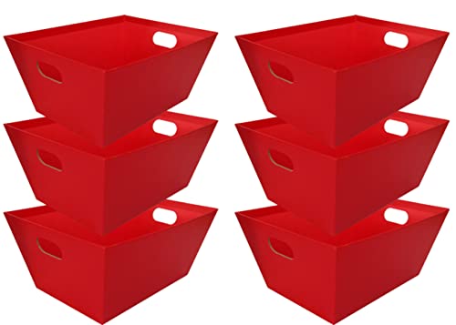 6 pack Paper Basket , Size 10.8 x 8.4 x 4.8"H Red Solid