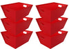 6 pack Paper Basket Red w/dot, Size 10.8 x 8.4 x 4.8"H Red Solid