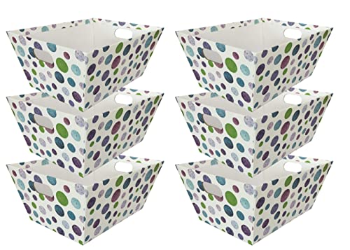 6 pack Paper Basket Multy w/dot, Size 10.8 x 8.4 x 4.8"H