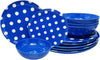 ITALIA 12pcs 11" Melamine dinner set  Polka Dot 4pcs bowl+4pcs dinner plate+4pcs salad plate Blue