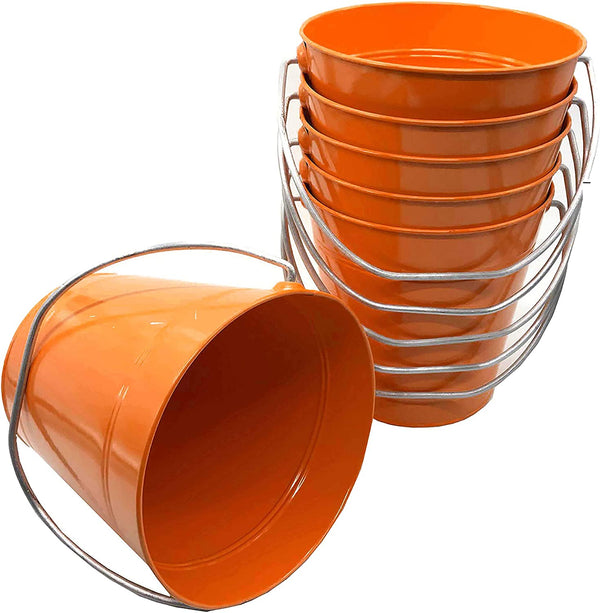 ITALIA 6 Pack Metal Buckets  Orange 5x6"